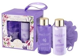 Парфумерія, косметика Набір "Лаванда" - Grace Cole Lavender Travel Treats (sh/gel/100ml + b/lot/100ml + sponge)