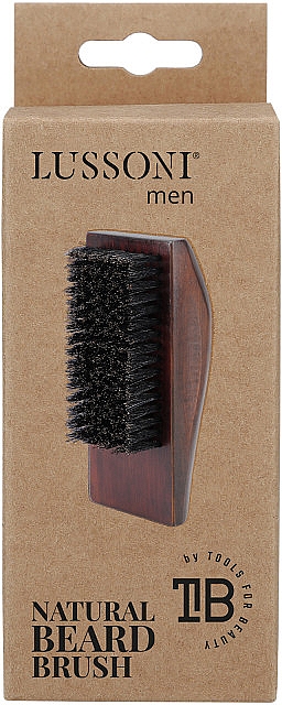 Щітка для бороди з натуральним ворсом кабана, прямокутна - Lussoni Men Natural Baerd Brush — фото N3