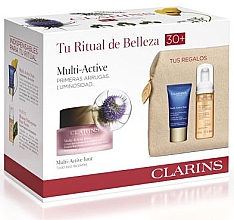 Парфумерія, косметика Набір - Clarins Multi-Active Set (day/cream/50ml + night/cream/15ml + mousse/50ml + bag)