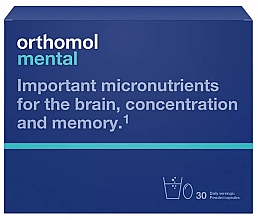 Духи, Парфюмерия, косметика Пищевая добавка для работы мозга, порошок + капсулы - Orthomol Mental 