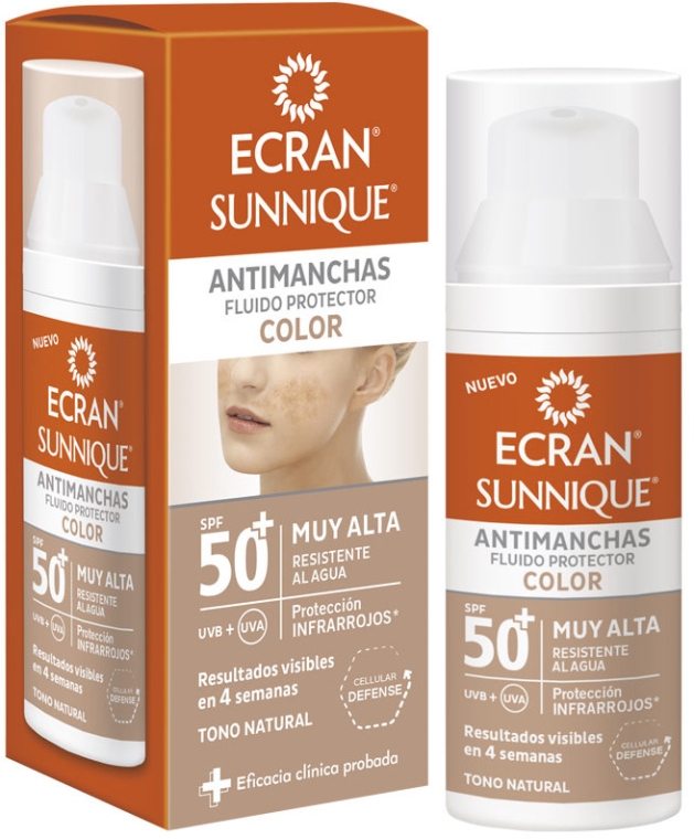 Солнцезащитный уход за лицом - Ecran Sunnique Antimanchas Color Spf50+ — фото N1