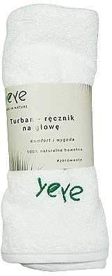 Полотенце-тюрбан для сушки волос, плотность хлопка 500 г, белое - Yeye — фото N1