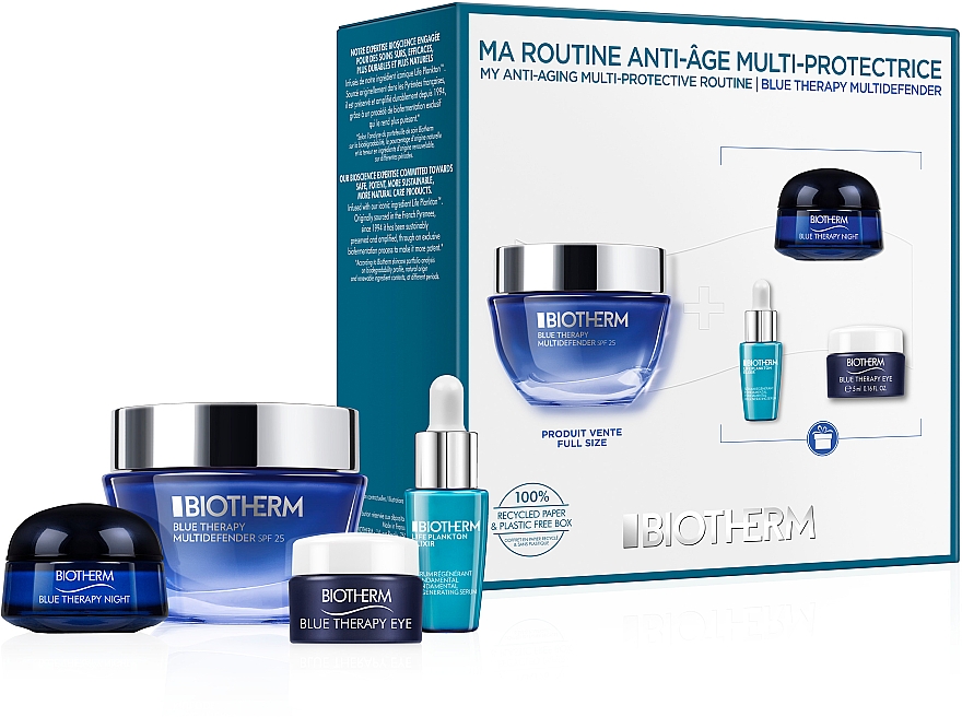 Набор - Biotherm Blue Therapy Anti-Aging Multi-Protective (day/cream/50ml + night/cream/15ml + elixir/7ml + eye/cr/5ml)