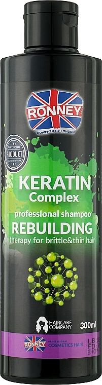 Шампунь для тонкого і ламкого волосся з кератином - Ronney Keratin Complex Rebuilding Shampoo — фото N1