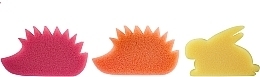 Парфумерія, косметика Набір дитячих губок для ванни, 3 шт., рожевий їжачок + помаранчевий їжачок + жовтий кролик - Ewimark