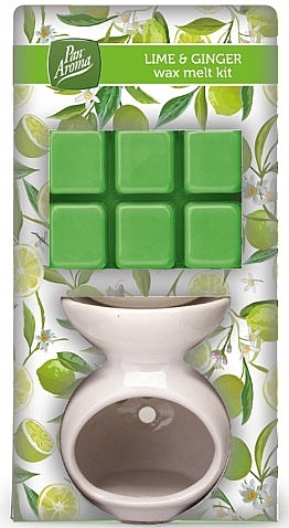 Набор для ароматерапии с воском и лампой "Лайм и имбирь" - Pan Aroma Wax Melt Burner Kit Lime & Ginger — фото N1