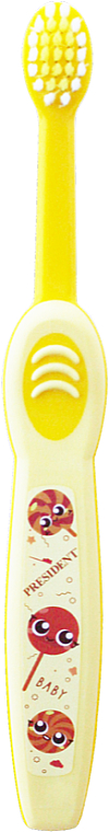 Дитяча зубна щітка "Baby", жовто-біла - PresiDENT Baby Soft — фото N1
