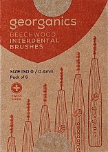 Парфумерія, косметика Міжзубні щітки 0,4 мм - Georganics Beechwood Interdental 6 Brushes ISO 0 (0.4mm)