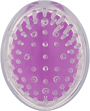 Щетка-массажер силиконовая с ручкой CS040V, овальная, фиолетовая - Cosmo Shop Massage Brush Violet — фото N1