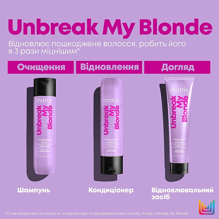 УЦЕНКА Восстанавливающий несмываемый уход для укрепления волос - Matrix Total Results Unbreak My Blonde Reviving Leave-in Treatment * — фото N6