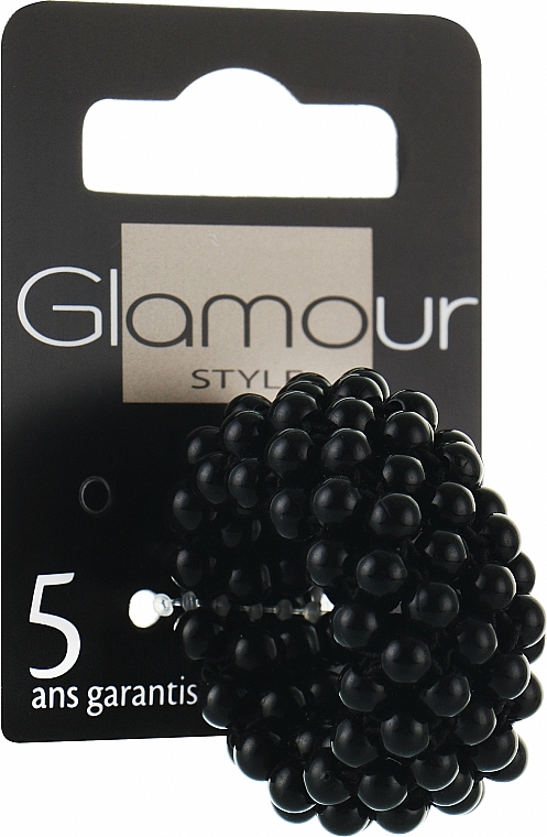 Резинка для волос 415595, с бусинками, черная - Glamour