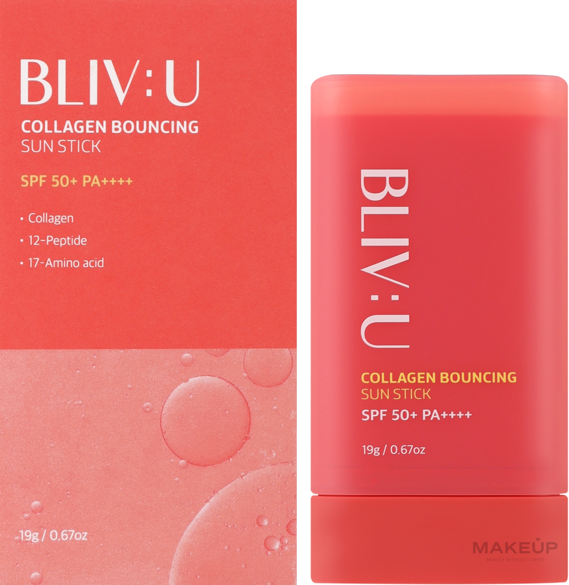 Солнцезащитный стик с коллагеном - Bliv:U Collagen Bouncing Sun Stick — фото 19g