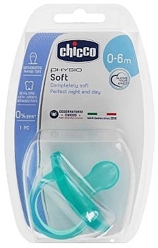 Пустышка силиконовая, 0-6 мес, голубая - Chicco Physio Soft  — фото N2