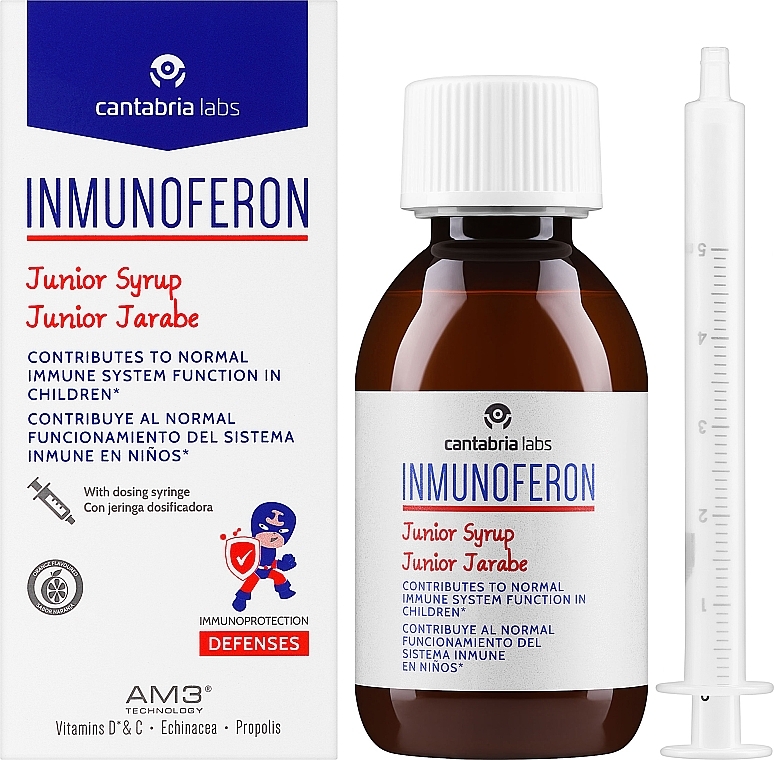 Пищевая добавка для поддержания иммунитета детей, в сиропе - Cantabria Labs Inmunoferon Junior Syrup — фото N2