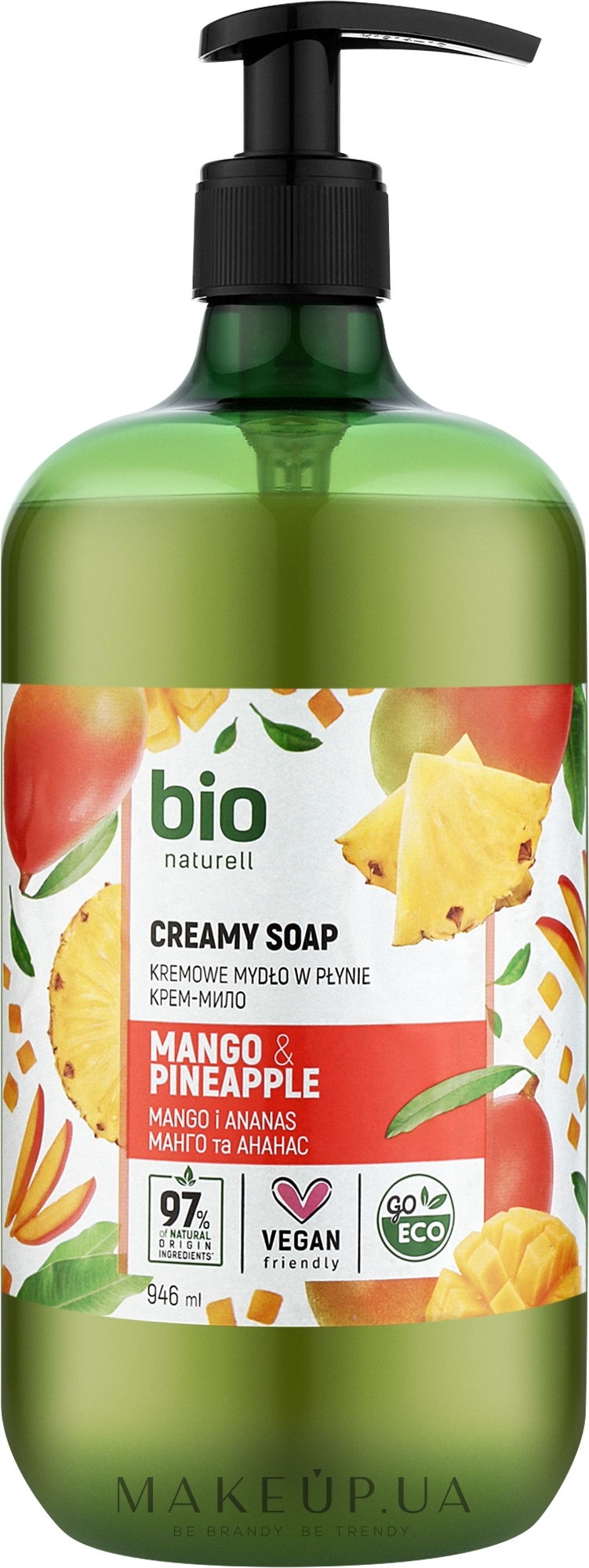 Крем-мило "Манго та ананас" з дозатором - Bio Naturell Mango & Pineapple Creamy Soap — фото 946ml