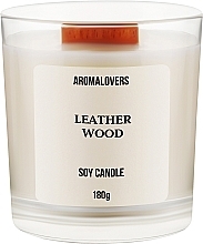 Парфумерія, косметика УЦІНКА Ароматична свічка у склянці "Leather Wood" - Aromalovers *