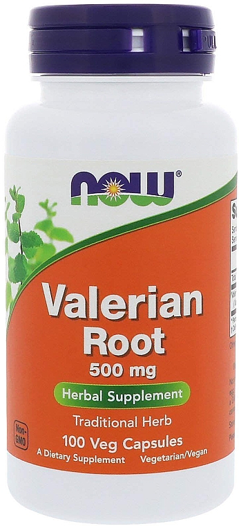 Экстракт корня валерианы 500мг в капсулах - Now Foods Valerian Root Extract 500mg Veg Capsules — фото N1