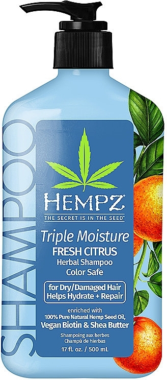 Шампунь "Потрійне зволоження" для сухого волосся - Hempz Triple Moisture Fresh Citruc Herbal Shampoo — фото N1