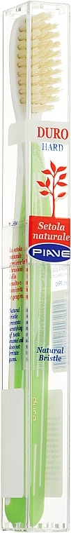 Зубная щетка с натуральной щетиной, жесткая, салатовая - Piave  — фото N1