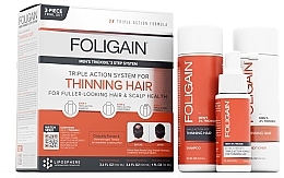 Набір - Foligain Triple Action Hair Care System For Men (h/shm/100ml + h/cond/100ml + h/ser/30ml) — фото N1