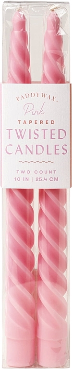 Кручена свічка, 25,4 см - Paddywax Tapered Twisted Candles Pink — фото N1