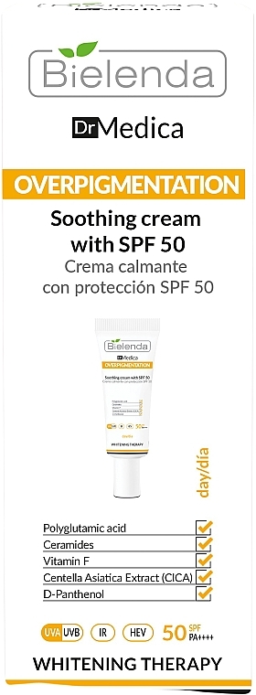 Заспокійливий крем з SPF 50 - Bielenda Dr Medica Overpigmentation Soothing Cream SPF 50 — фото N2