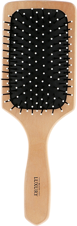 Массажная щетка для волос, HB-03-11, деревянная квадратная большая - Beauty LUXURY — фото N1