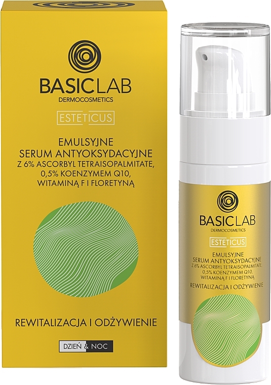 Антиоксидантная сыворотка с 6% аскорбил тетраизопальмитатом - BasicLab Dermocosmetics Esteticus Face Serum 6% Ascorbyl Tetraisopalmitate — фото N2