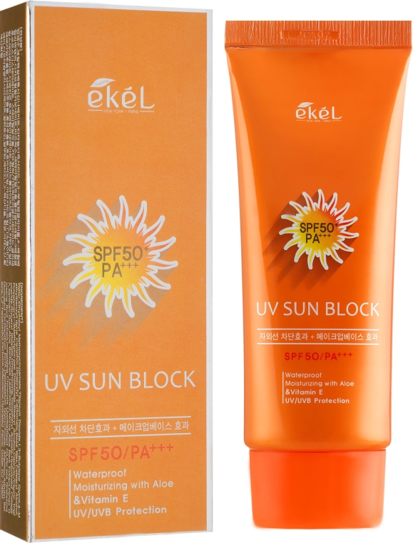 Солнцезащитный крем для лица с экстрактом алоэ и витамином Е - Ekel UV Sun Block SPF50/PA+++