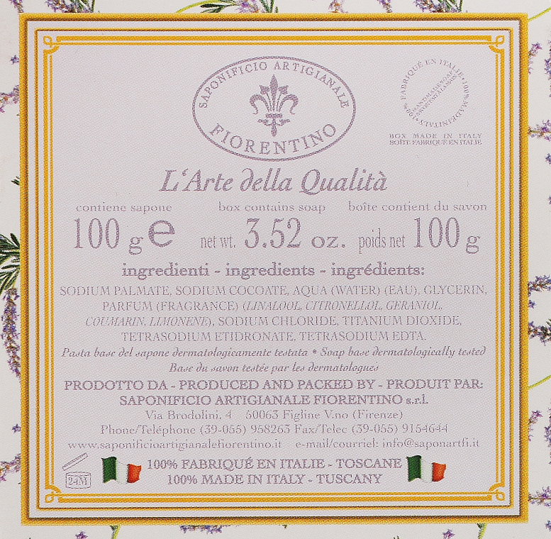 Натуральное мыло "Лаванда" - Saponificio Artigianale Fiorentino Lavender Soap — фото N3