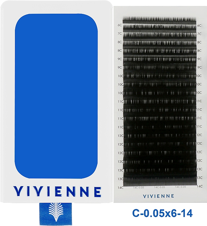 Накладные ресницы "Elite", черные, 20 линий (mix, 0,05, С, 6-14) - Vivienne — фото N1