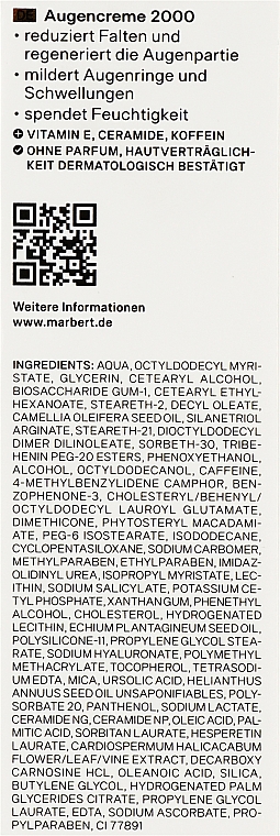Антивіковий крем для догляду за шкірою навколо очей - Marbert Profutura Augencreme 2000 — фото N3