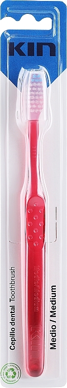 Зубна щітка 7112, середньої жорсткості, червона - Kin Medium Toothbrush — фото N1
