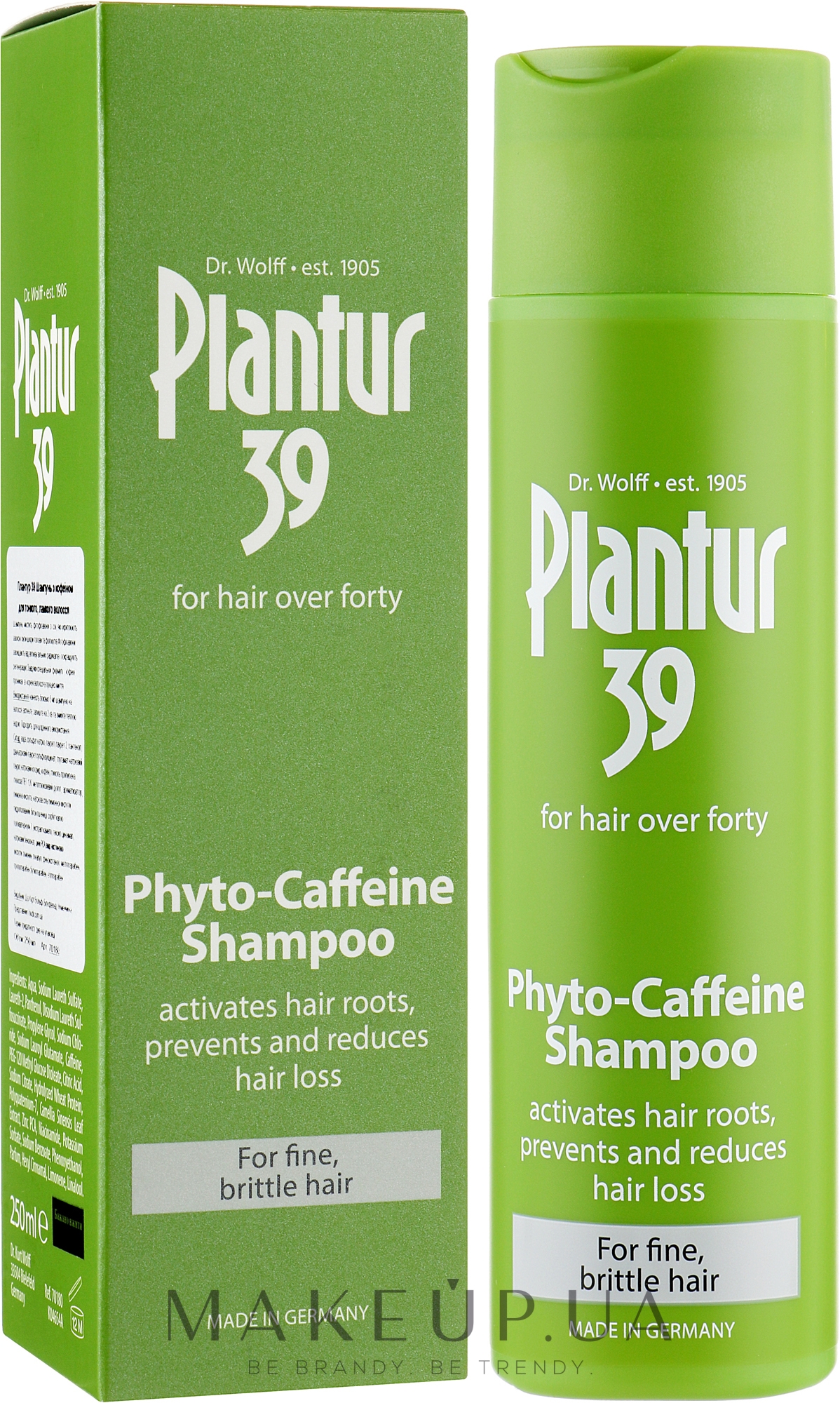Шампунь проти випадіння для тонкого, ламкого волосся - Plantur 39 Coffein Shampoo — фото 250ml