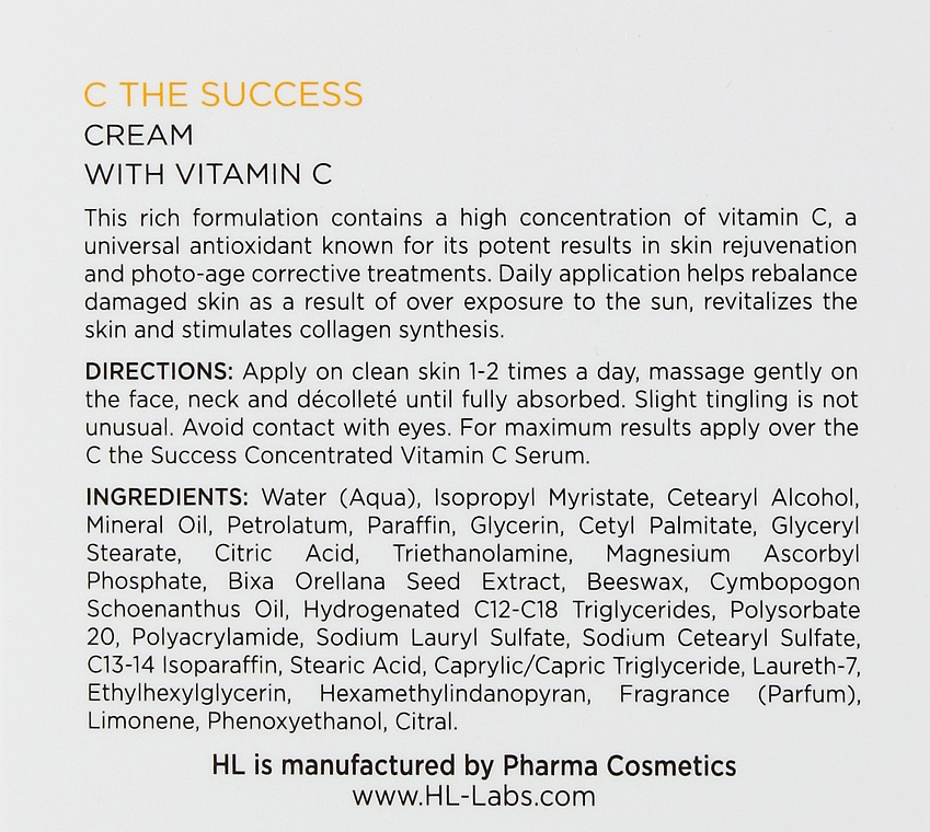 Крем для лица с витамином С - Holy Land Cosmetics C The Success Cream — фото N3