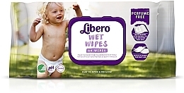 Духи, Парфюмерия, косметика Влажные салфетки Wet Wipes, с пластиковой крышкой, без запаха, 64 шт. - Libero Wet Wipes Easy Change