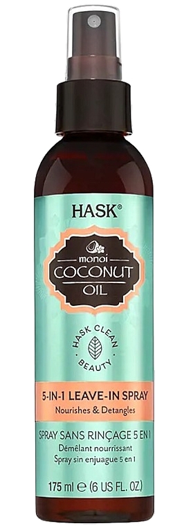 Незмивний спрей для волосся 5 в 1 - Hask Monoi Coconut Oil 5 In 1 Leave In Spray — фото N1