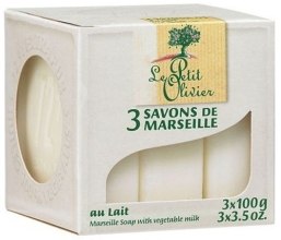 Духи, Парфюмерия, косметика 3 традиционных мыла Растительное молоко - Le Petit Olivier 3 traditional Marseille soaps Vegetable Milk