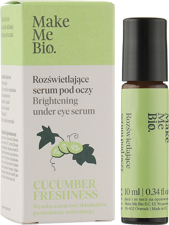 Освітлювальна сироватка для шкіри навколо очей "Огіркова свіжість" - Make Me Bio Cucumber Freshness Brightening Under Eye Serum — фото N1