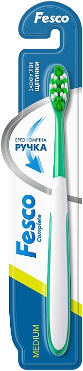 Зубна щітка середньої жорсткості, червона - Fesco Complete Medium Tothbrush — фото N1