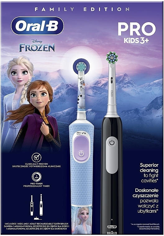 Набір електричних зубних щіток "Крижане серце" - Oral-B Pro Kids Frozen Family Edition (tooth/brush/2pcs) — фото N2