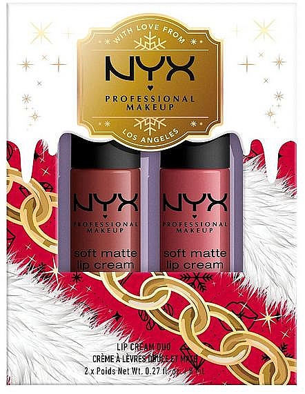 Набор - NYX Professional Makeup Soft Matte Lip Cream Duo Gift Set (lip/stick/2x8ml) — фото N1