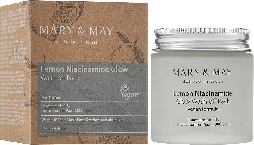 Очищающая маска для выравнивания тона кожи с ниацинамидом - Mary & May Lemon Niacinamide Glow Wash Off Pack — фото N5