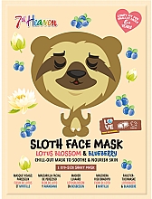 Парфумерія, косметика Тканинна маска для обличчя "Квітка лотоса й чорниця" - 7th Heaven Sloth Face Mask Lotus Blossom & Blueberry
