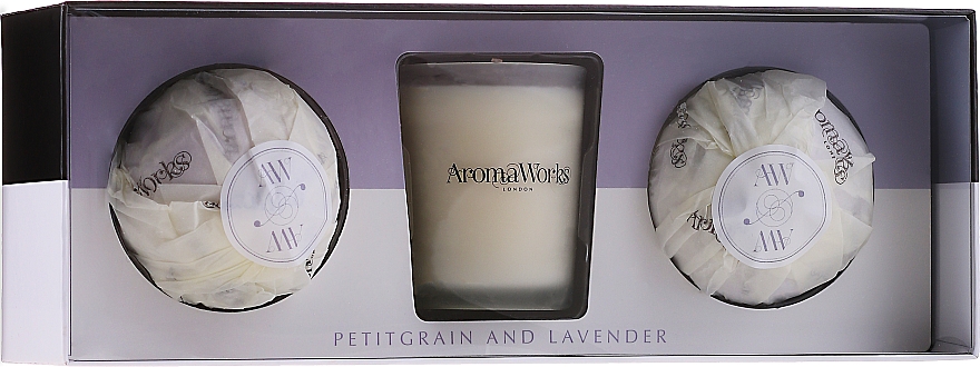 Набір - AromaWorks Light Range Petitgrain & Lavender & Mini Aromabomb Gift Set (candle/10ml + 2xbomb/175g) — фото N1