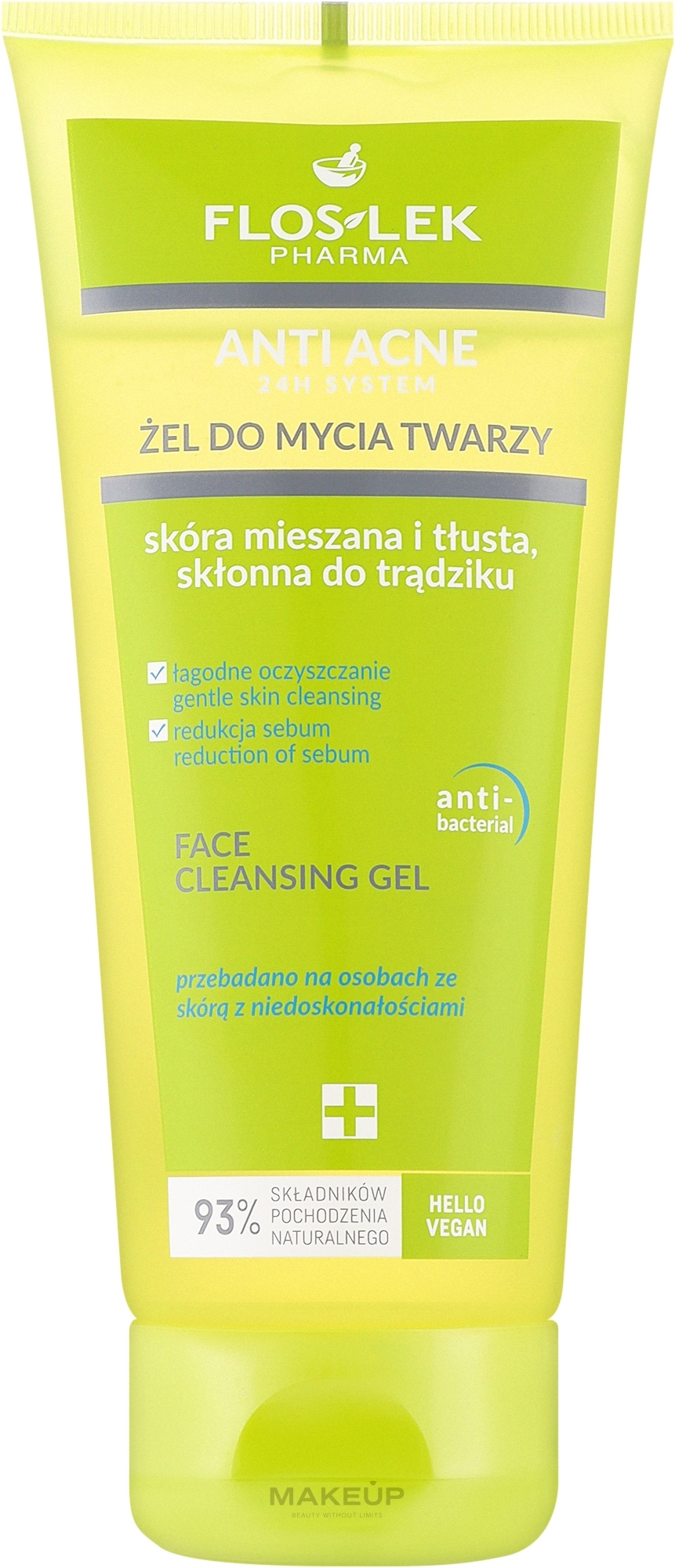 Гель для умывания и очищения комбинированной и жирной кожи - Floslek Anti Acne 24H System Cleansing Gel — фото 200ml