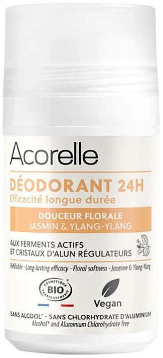 Кульковий дезодорант з ароматом пудри - Acorelle Deodorant Roll On 24H Douceur Florale — фото N1