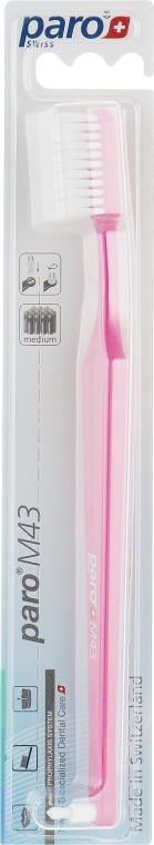 Зубна щітка "M43", рожева - Paro Swiss Isola F
