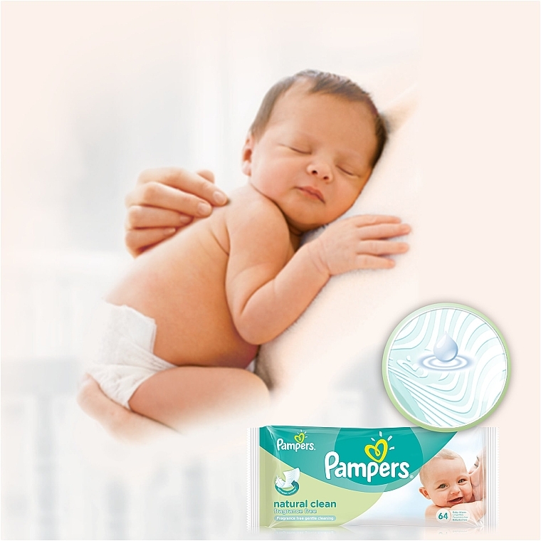 Дитячі вологі серветки Natural Clean, 128 шт. - Pampers — фото N7