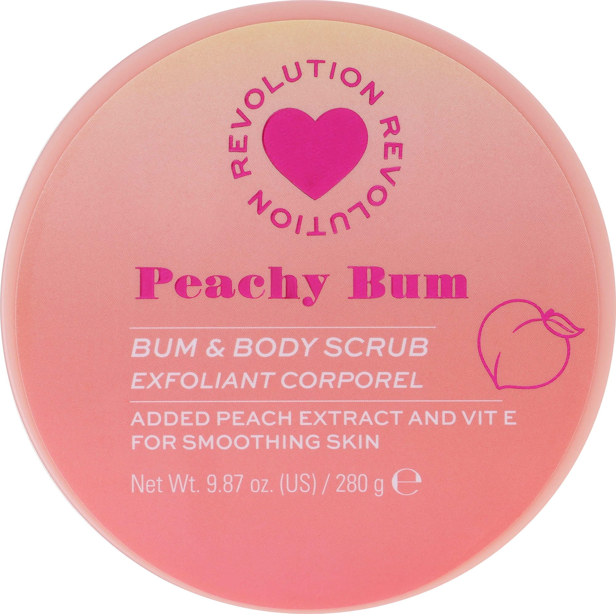 Скраб для шкіри сідниць - I Heart Revolution Peachy Bum Body Sugar Polish — фото 280g